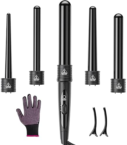 Amazon.com: CkeyiN 5 in 1 Curling Iron Wand Set with 5