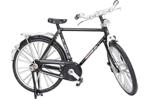 PENRUX Vintage 1:10 Scale Alloy Bicycle Model – Retro Miniature Bike with Movable Parts, Inflator, Briefcase – Collectible Home Decor & Gift for Kids & Adults (Black)