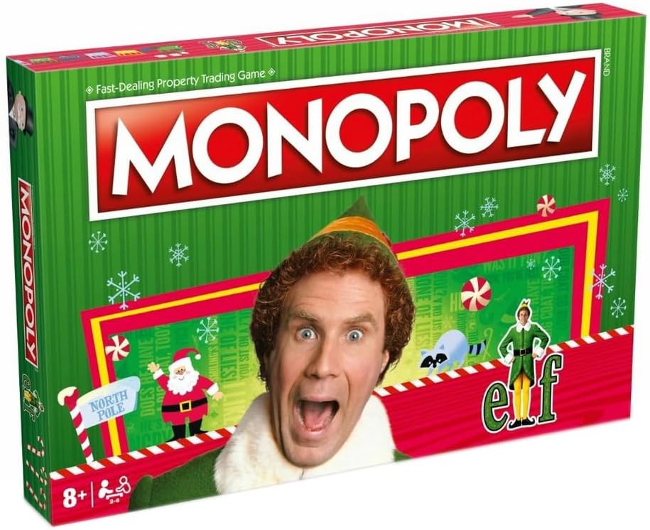 Winning Moves Elf Monopoly Board Game 8 Plus Festive Tokens Christmas Edition