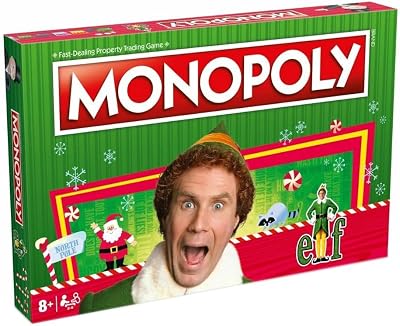 Winning Moves Elf Monopoly Board Game 8 Plus Festive Tokens Christmas Edition