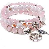 Jardme Healing Crystal Bracelets for Women, 8mm Beaded Natural Stone Stretch Chakra Bracelets Tree of Life Bracelet Jewelry Gifts for Women