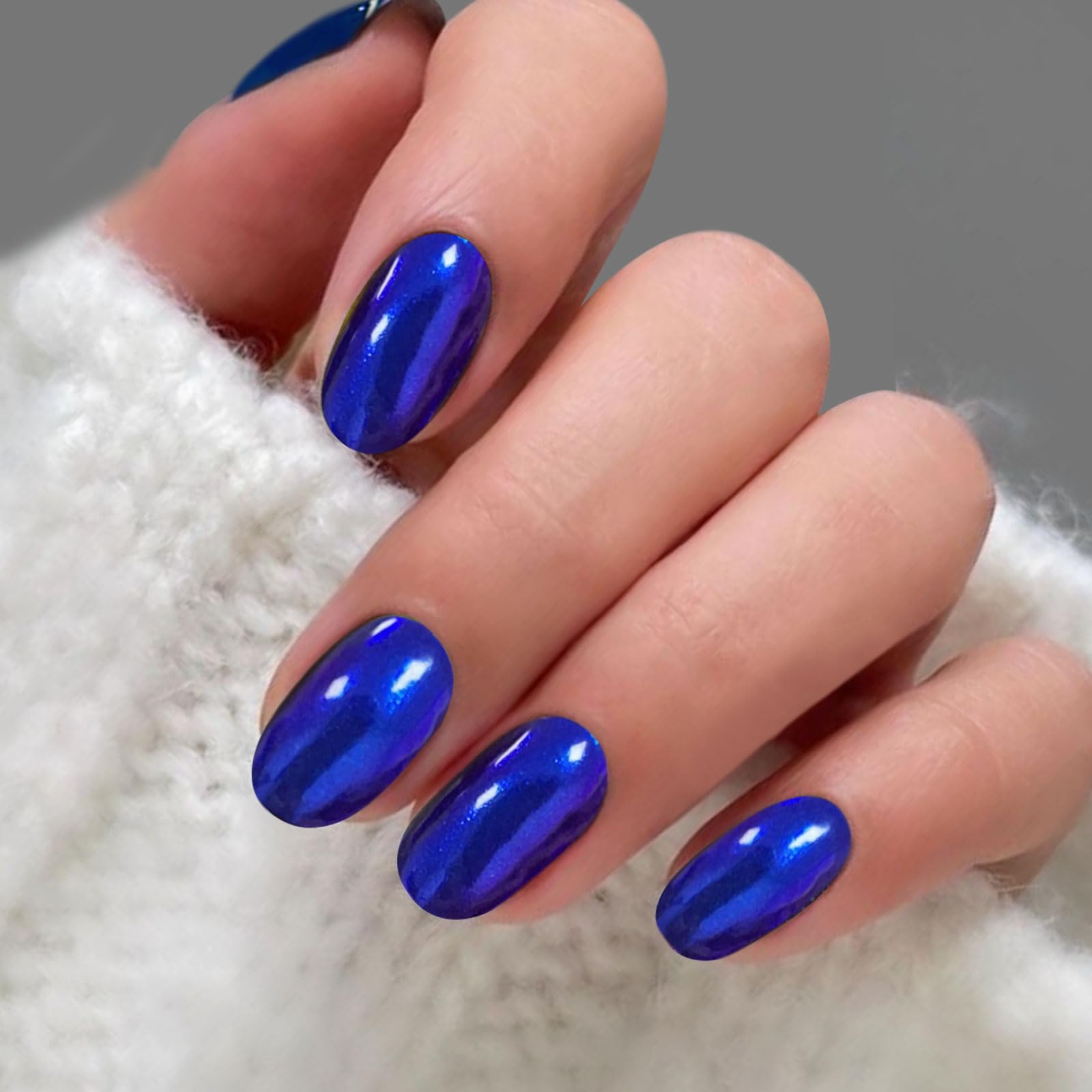 JMEOWIO Gel Nail Stickers Glitter Dark Blue Semi Cured Gel Nail Strips Wraps UV/LED Nails Art Design Decoration Accessories