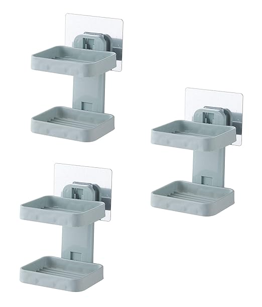 DRODRM Self Adhesive ABS/Plastic Double Layer Sucker Wall Mounted soap