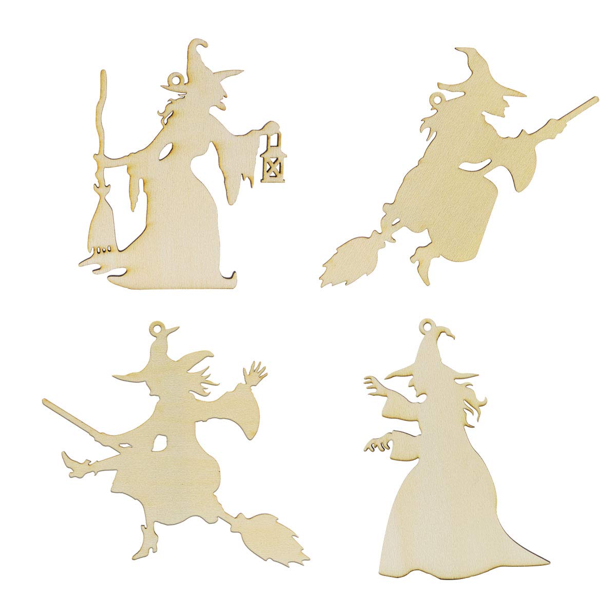 Summer-Ray 20 Wooden Witch Laser Cutout DIY Craft Halloween Party Decoration Art Embellishment Room Decoration