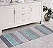 Chardin home Cordural Stripe Bath Rug Runner with Skid Resistant Latex Spray Underneath. Mint Green/Grey, 24