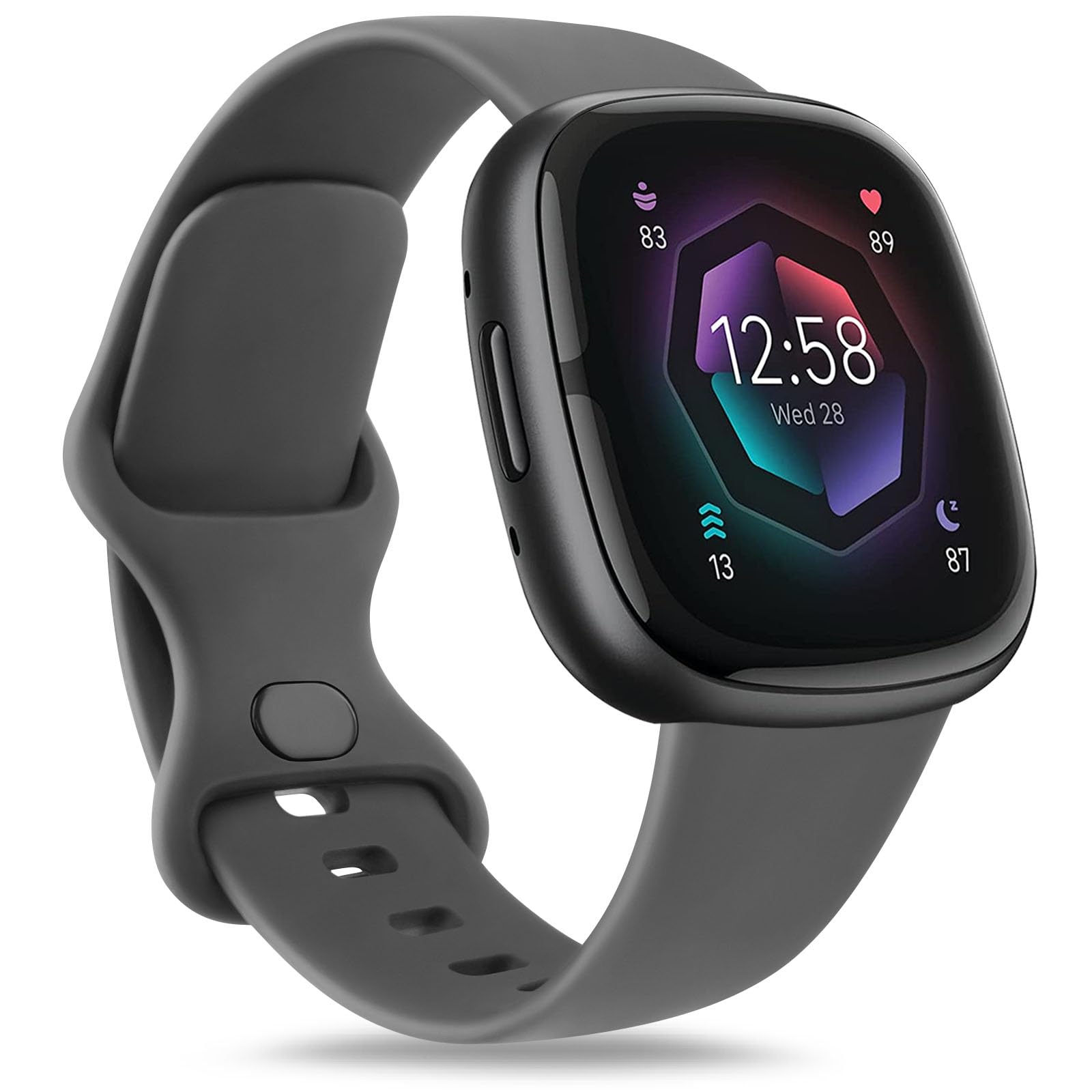 Strap for Fitbit Versa 4/ Versa 3 Straps for Women Men/Fitbit Sense/Sense 2 Strap, Soft Sport Watch Strap Replacement Wristbands for Fitbit Versa 4/Versa 3/Fitbit Sense/Sense 2 (Dark Gray, Small) — image 1