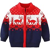 Mud Kingdom Little Boy Cardigan Sweater Zip Up Reindeer Christmas