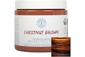 Penguin Pottery - Celadon Series - Glossy Chestnut Brown. Mid Fire Glaze for Clay, Pottery Glaze, Cone 5 and Cone 6 - Ceramic Glaze for Pottery (1 Pint | 16 oz | 473 ml)
