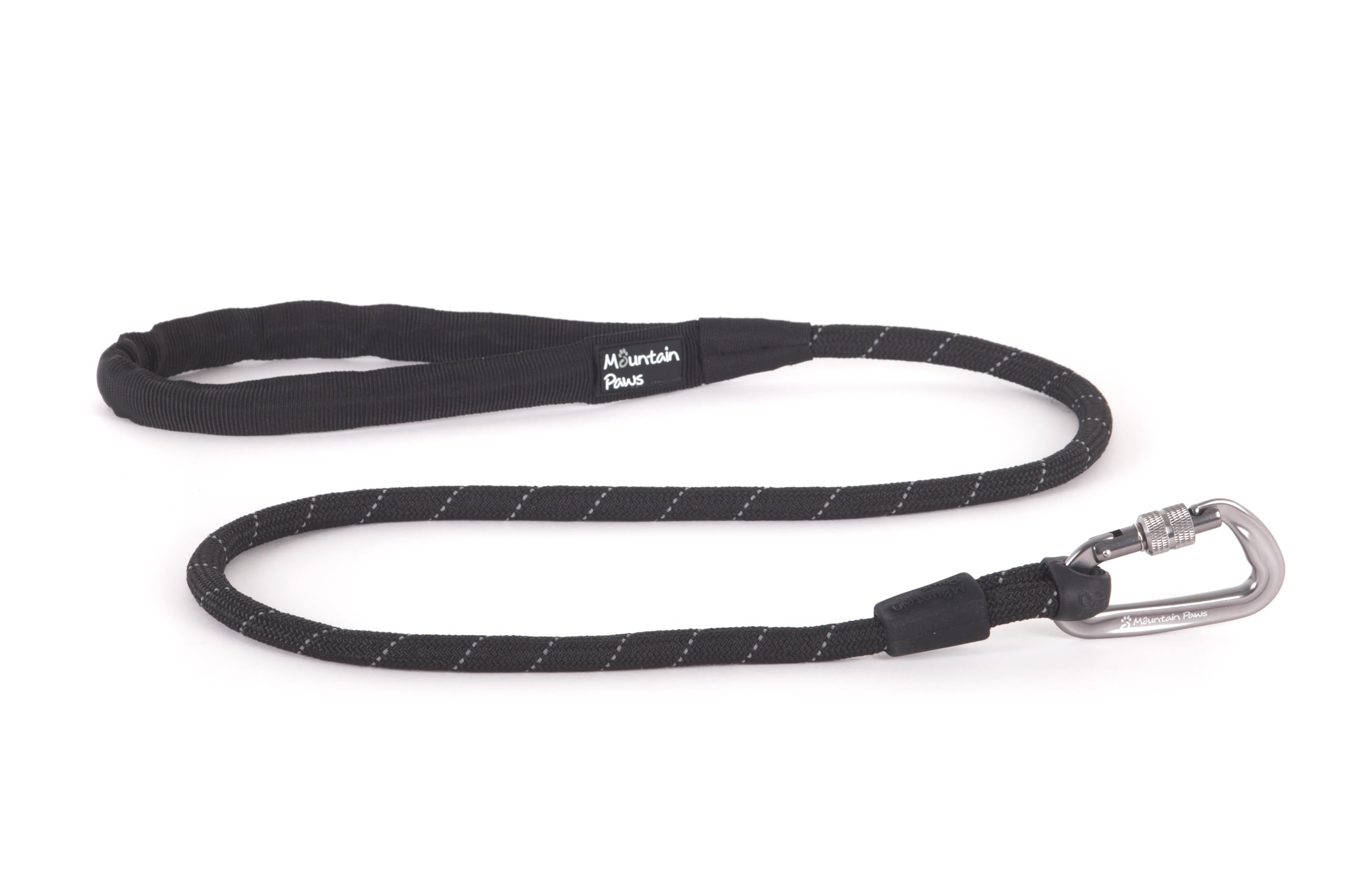 Mountain Paws Rope Karabiner Dog Lead | Reflective Lead With Padded Neoprene Handle, 1.2 Metres