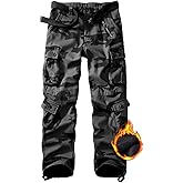 TRGPSG Men's Fleece Lined Hiking Pants Outdoor Windproof Outdoor Cargo Pants Casual Work Ski Pants with 8 Pockets