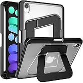 SANDUODD Case for iPad mini A17 Pro, iPad mini 6 case, Dual Multi-Angle Adjustable Kickstand Full Protective iPad Case with Built-in Pencil Holder for Home Office School (Black, iPad mini A17 Pro/6th)