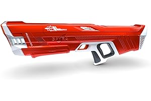 SpyraThree™ Powerful Electric Water Squirt Gun, Auto Reload, 3 Game Modes, LED Shot & Battery Display, 50FT Range Premium Summer Beach Pool Toy (Red)