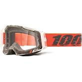 100% Racecraft 2 Mountain Bike &amp; Motocross Goggles - MX and MTB Racing Protective Eyewear (Schrute - Clear Lens)