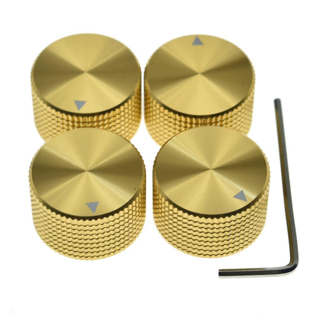Dopro 4pcs 25 * 15.5mm Aluminium Potentiometer Knobs 1/4"(6.35mm) Universal Metal Pot Control Knobs with Indicator & Set Screw for Guitar/Bass/Efffect Pedal.