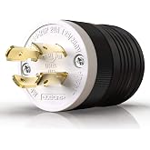ELEGRP NEMA L14-20P Locking Plug, Generator Twist Lock Adapter Plug, 20 Amp 125/250V 3 Pole 4 Wire Grounding, Industrial Grade Heavy Duty, UL Listed (1 Pack, Black/White)
