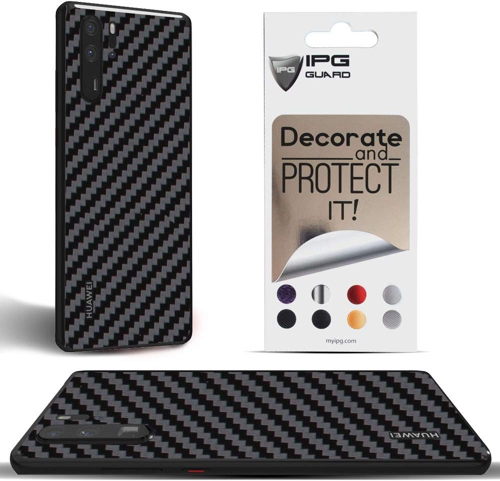 IPG for Huawei P30 PRO Decorative Carbon Fiber Vinyl Back Protector Anti Scratch Skin Guard - 3D Surface - Bubble -Free Easy to Install (Black Carbon Fiber)