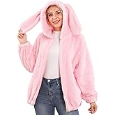 YUNZLAN Fluffy Fashion Tail ears Hoodie For Women Girl,Winter Warm Plush Sweatshirt Sweater Animal Jacket Hoodies