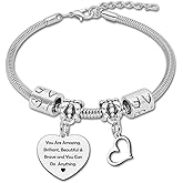 Motivational Birthday Gifts for Women Inspirational Bracelet Daughter Gifts for Daughter Granddaughter Sister Gift from Sister Christmas Gift for Niece Friends You Are Amazing You Can Do Anything