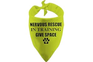 PWHAOO 1 Piece Rescue Dog Nervous Rescue in Training Give Space Rescue Dog Bandana Ask to Pet Handkerchief Scarf (Nervous Rescue Yellow)