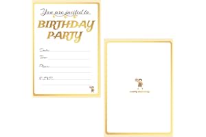 15 Birthday and Party Invitation Cards with Envelopes,Uniquely Designed Birthday Cards for Children,Men, Women and Kids (Gold