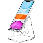 Crpich Acrylic Cell Phone Stand, Portable Clear Phone Stand for Desk, Compatible with Phone16 15 14 13 Pro Max Mini 12 11 Plus SE, Switch, Android Smartphone, Pad, Tablet, Desk Accessories