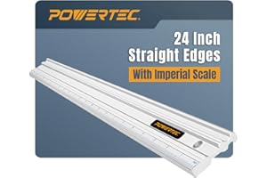 POWERTEC 71227 24" Anodized Aluminum Straight Edge | Metal Straight Edge Machined Flat to Within 0.001” Over Full 24” - Profe