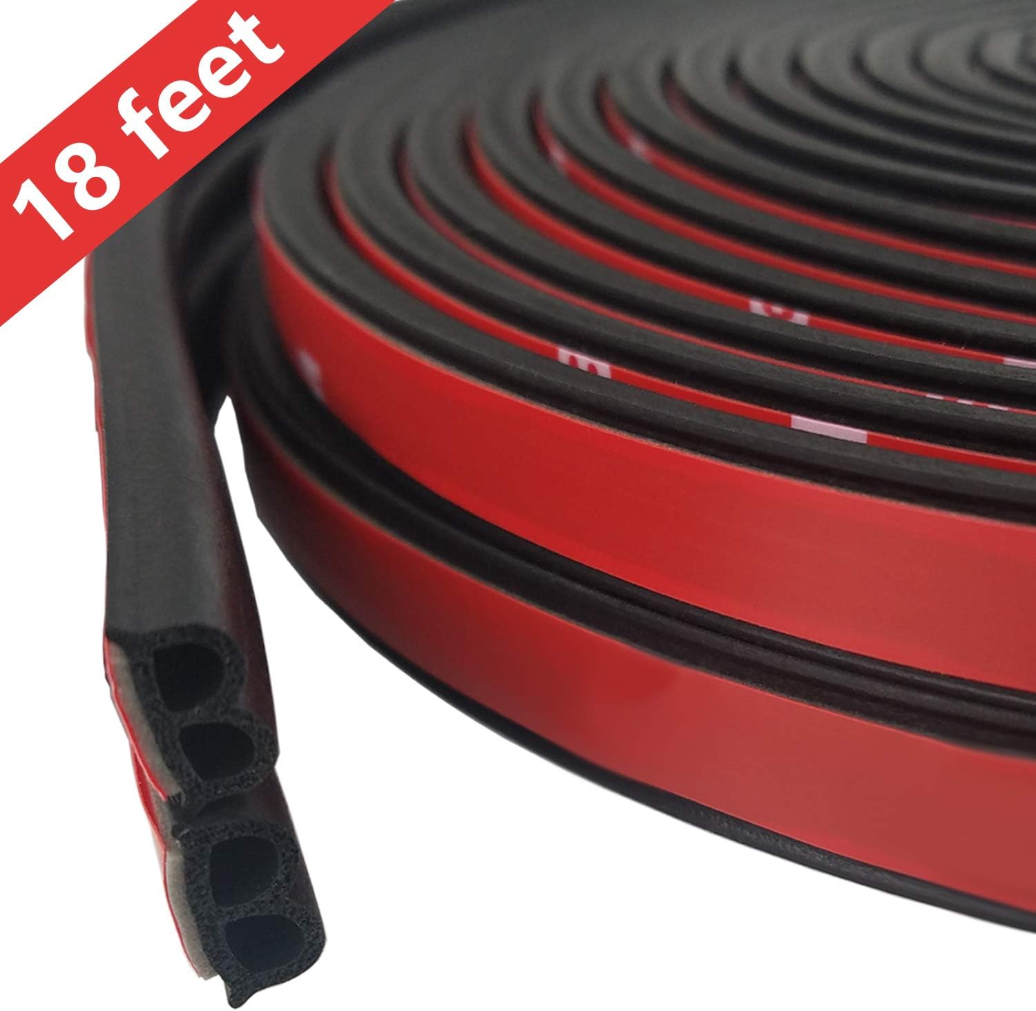 Weather Stripping Door/Window Seal Strip 18 Feet, Self-Adhesive Backing Seals Medium Gap (from 5/32 inch to 9/32 inch), Easy Cut to Size