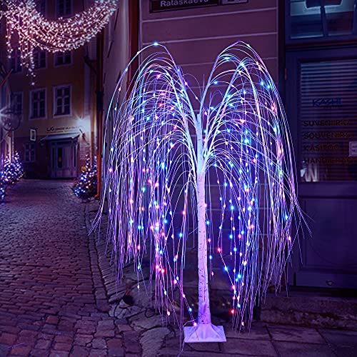 Colorful Lighted LED Willow Tree, 5 FT 240 LED Prelit Color Changing