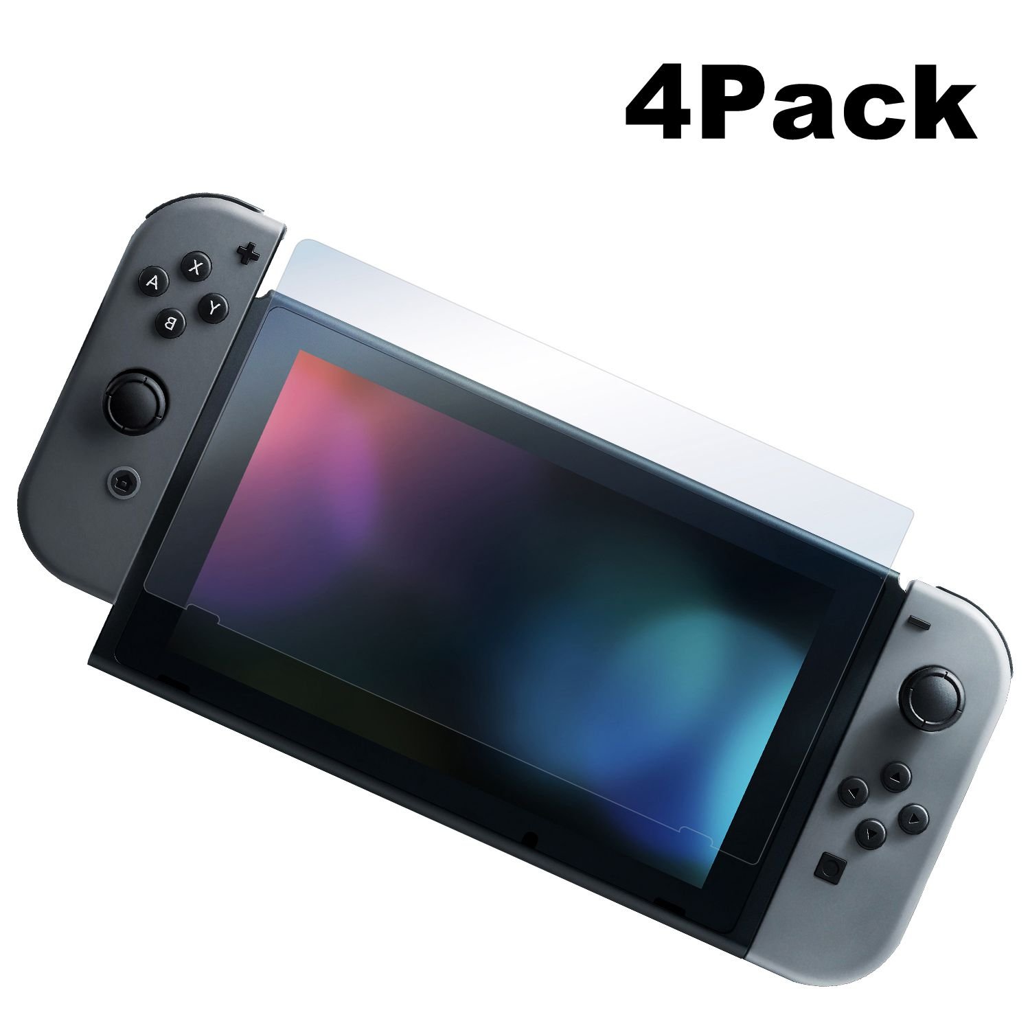 iCreating Switch Screen Protector [4-Pack] for Nintendo Switch, NEW 2017 HD Screen Protective Filter anti-Bubble Anti-Fingerprint PET Film