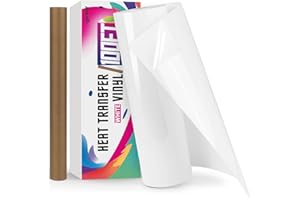 Lzerking Iron On Vinyl HTV Rolls- 12inx100Ft Heat Transfer Vinyl for T-Shirts, Matte White Vinyl Transfer Accessories for All Cutter or Heat Press Machine