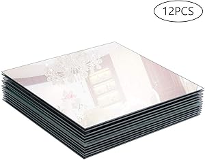 Murrey home 12" Square Mirror Candle Tray/Plate for Wedding, Christmas and Party Decor, set of 12