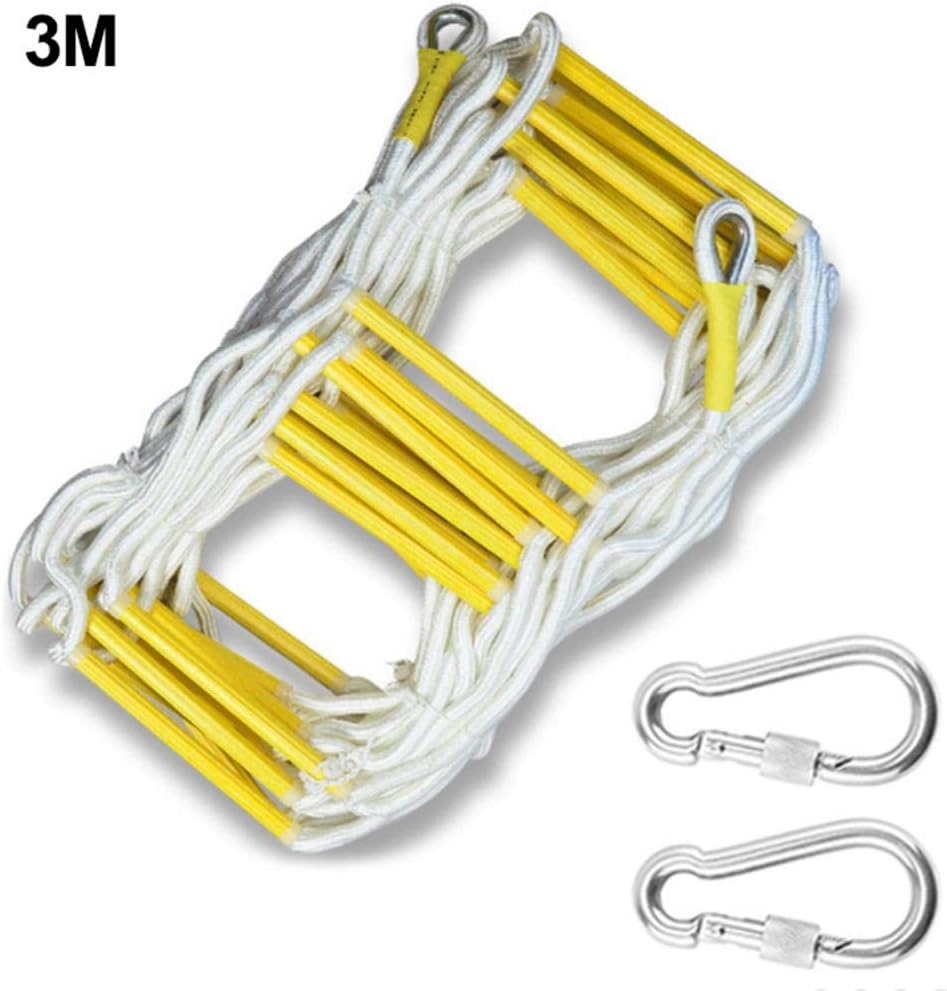knowledgi Emergency Fire Escape Rope Ladder Homes 10 Ft Flame Resistant Fire Safety Ladders With Hooks & Safety Belt – Fast Deploy Fire Rescue Ladder