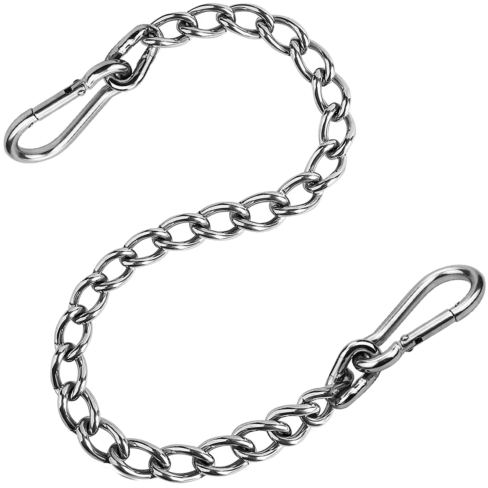 XIALINBUY MUSEDAY Chain With Two Carabiners Stainless Steel Hanging Chair Chain Hammock Chain Link Chain with a 66cm Stainless Steel Chain for Indoor Outdoor
