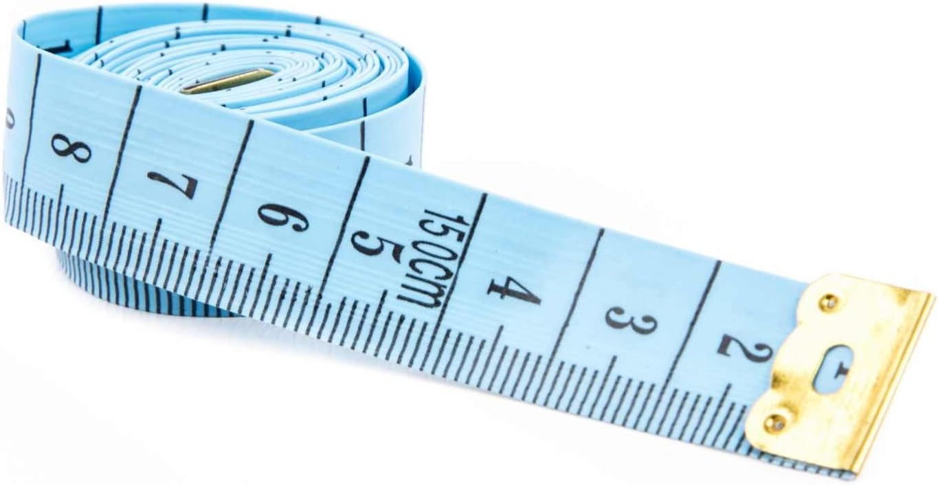Twin-Scale Tailor's Tape Measure, Length 150 cm 60", Soft and Strong, in Blue