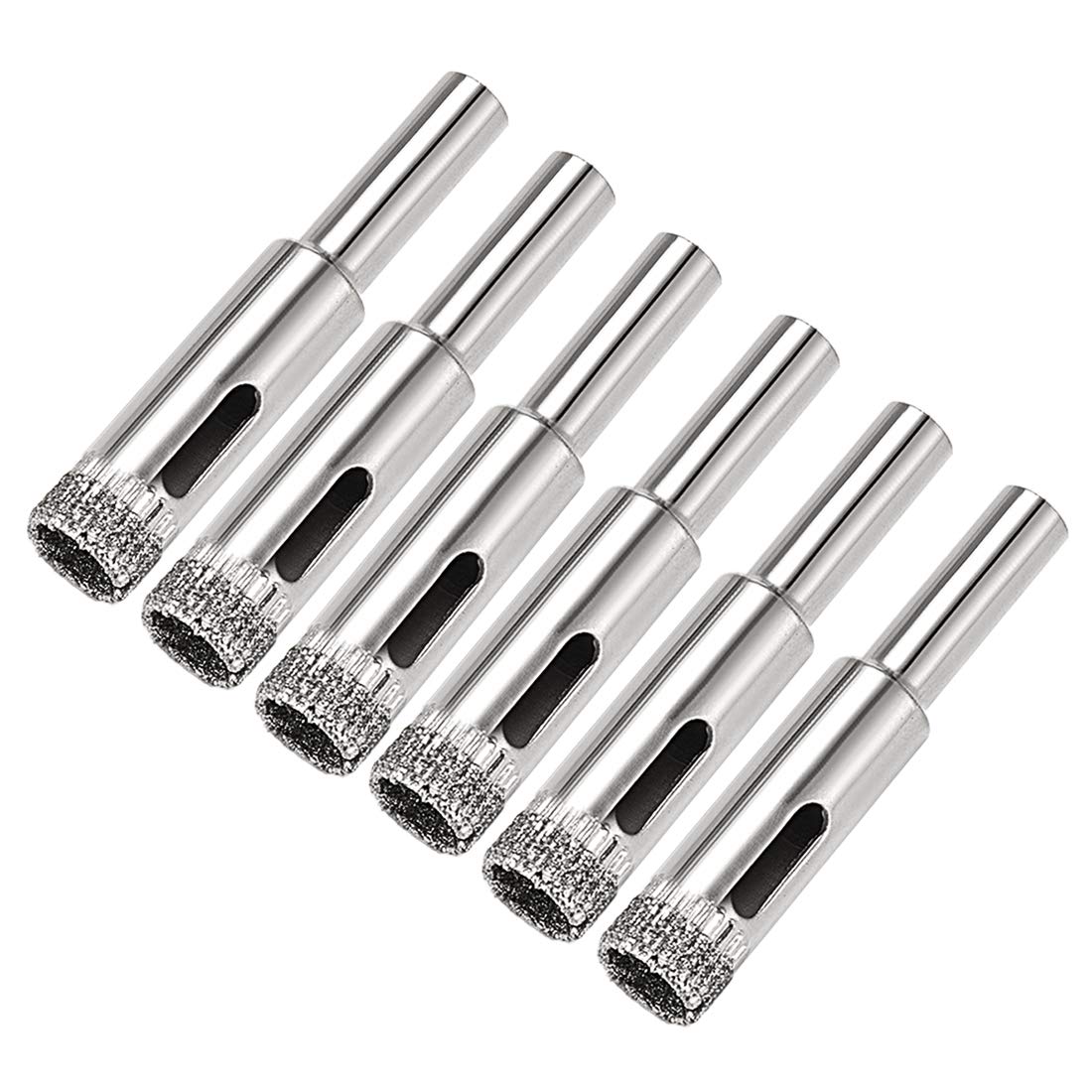 sourcing map 6pcs 10mm Diamond Drill Bit Hole Saw for Tile Glass Marble Fiberglass Ceramic Tool Silver Tone