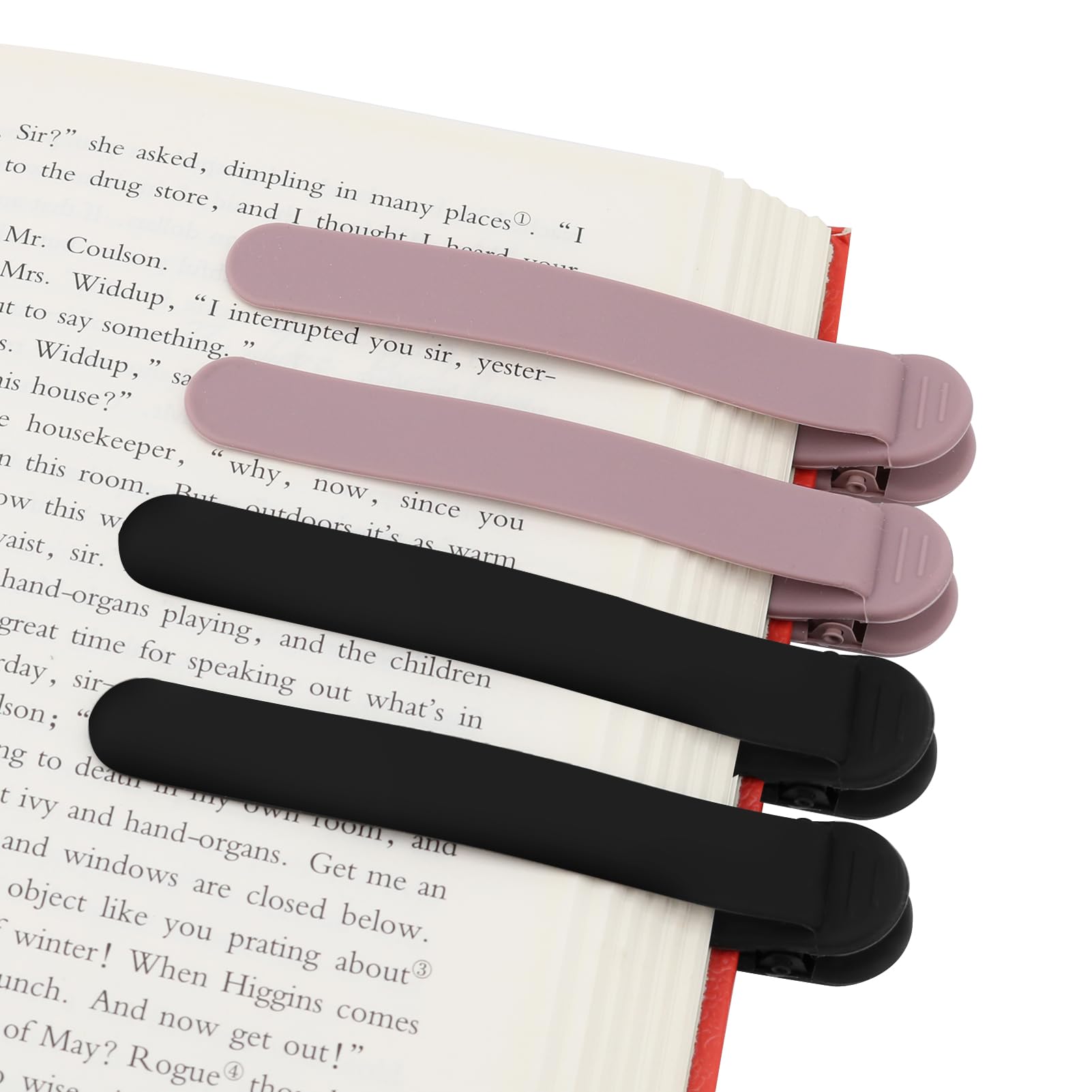 Photo 1 of SMUK 4pcs Silicone Bookmarks - Automatic Page Markers for Reading Lovers, Unique Book Marks Clip for Book Lovers
