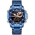 NAVIFORCE Digital Watch Men Luxury Stainless Steel Analog Quartz Waterproof Watches Fashion Business Chronograph Military Multifunctional Wristwatch