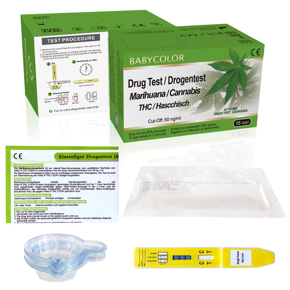 Home THC Test, Marijuana Test with 15 Urine Cups 50ng/ml CutOff High
