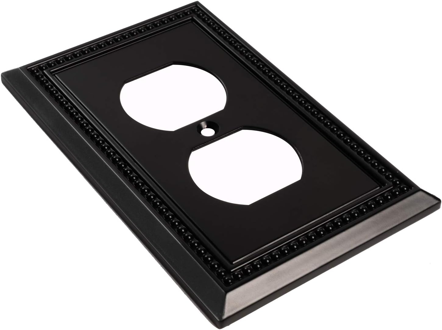 Harmon Designs Sunken Pearls Switch Plate/Wall Plate/Outlet Cover (Single Duplex 2PK, Matte Black) - - 