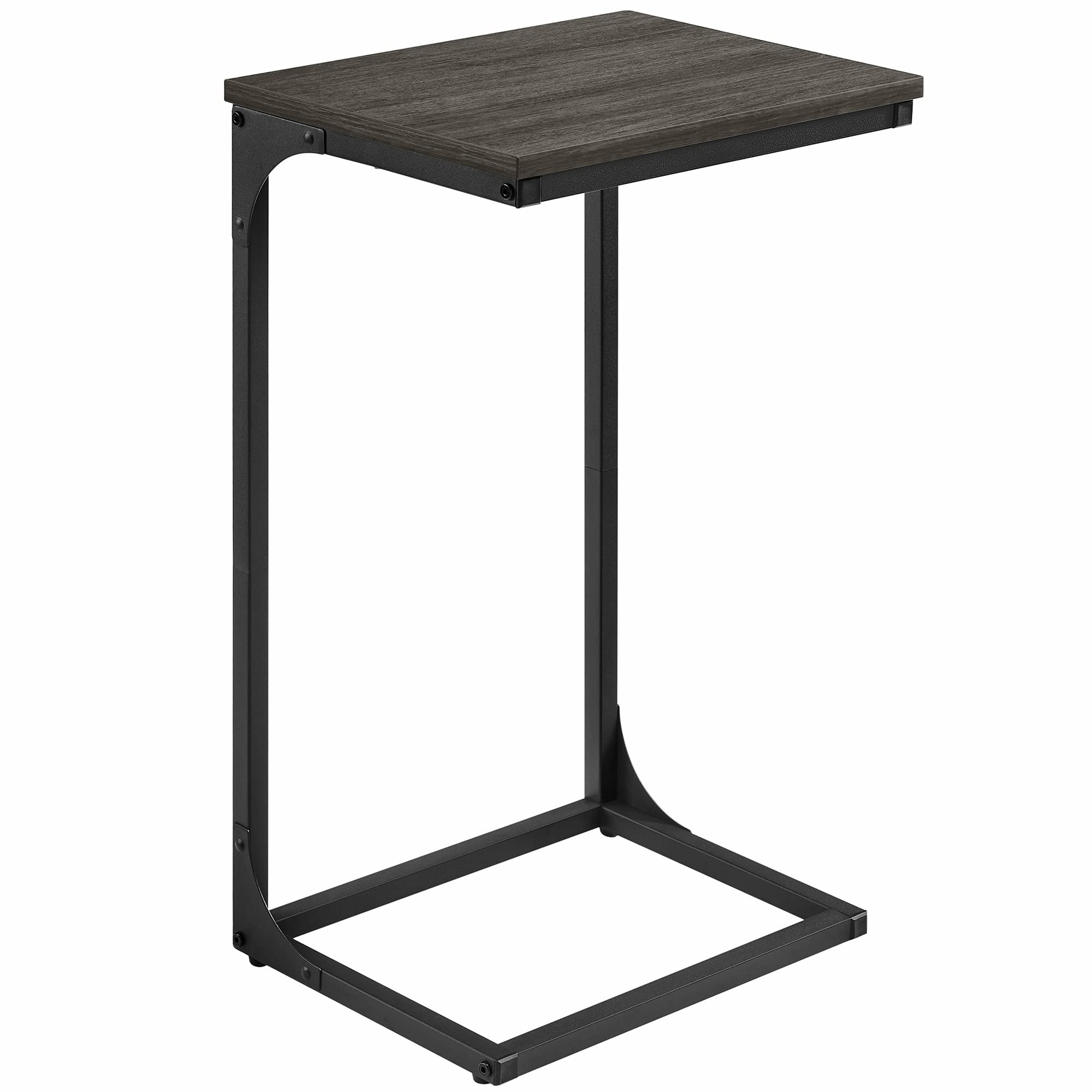 VASAGLE C-Shaped Side Table, Bedside Table, Sofa Side Table, with Metal Frame, Industrial, for Living Room, Bedroom, Grey Oak and Black LET353B42