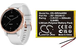 Battery for Garmin vivoactive 4S 40mm, 361-00096-01,