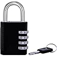 SX-575 4-Dial Combination Disc Padlock, High Security Combination Lock, Indoor, Outdoor Storage Cabinet Padlock, Durable Locker Lock, for Home Improvement, with Shielded Hardened Steel Shackle,Chrome