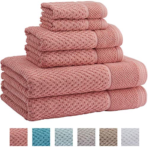 Truly Lou Cotton 6 Piece Towel Set 2 Bath Towels, 2 Hand Towels, 2