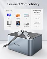 ORICO Dual Bay HDD Docking Station USB C 3.2 Gen 2 SATA Clone 36TB SSD HDD Gray view 6