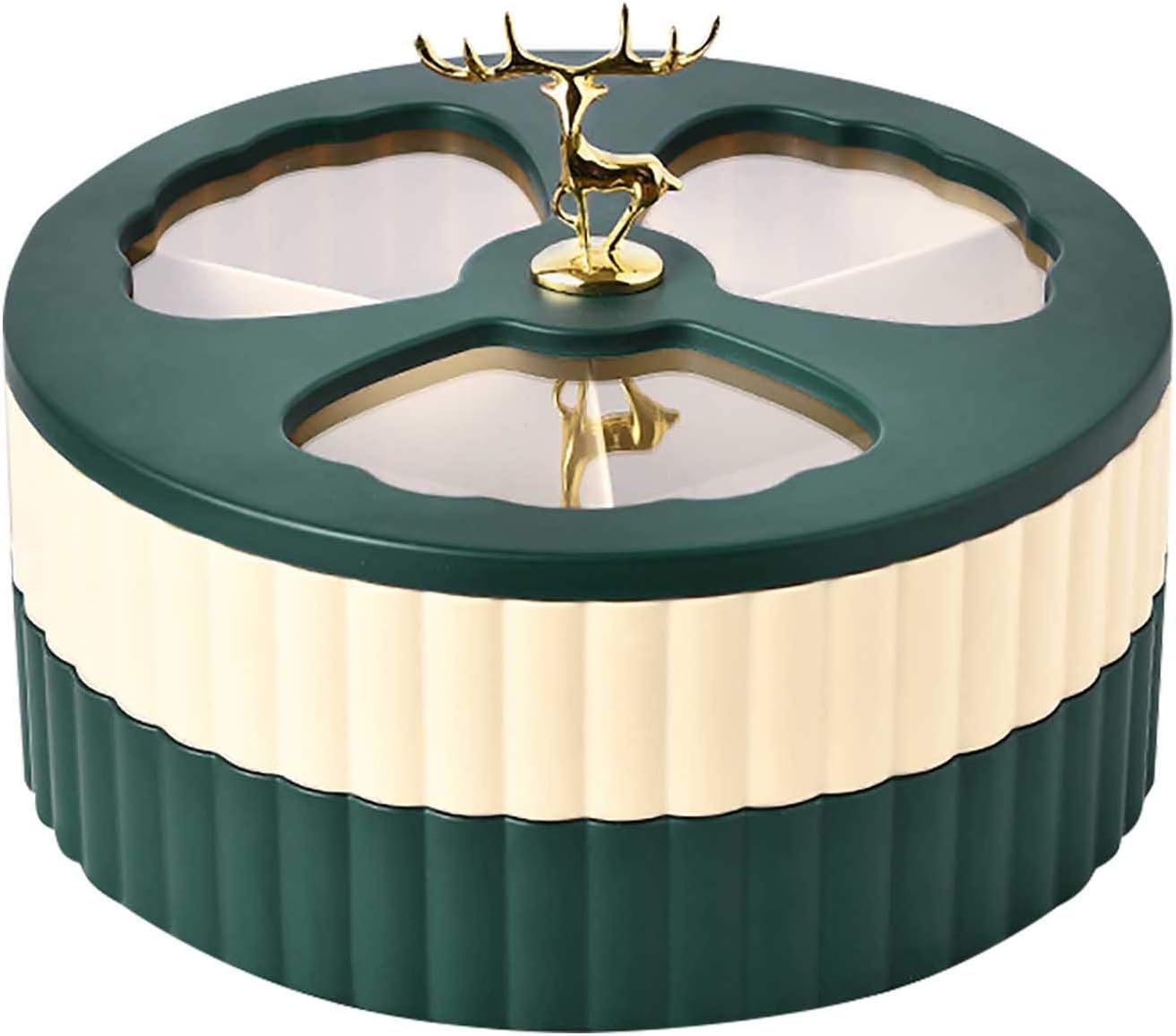 Hovico Candy Snack Serving Container, Rotating snack box, Double-Deck Divided Snack Platter for Nut Food Storage Organizer, Party Platter (B)