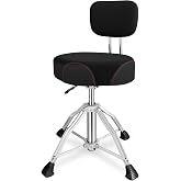 EASTROCK Drum Throne with Backrest, 4-Leg Airlift Height Adjustable Drum Stool, Motorcycle-Style Heavy Duty Saddle Drum Seat with Thickened Cushion for Adult Drummers