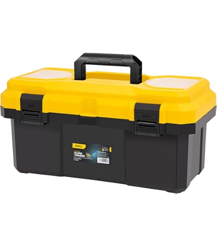 ToughBuilt StackTech Lockable Tool Box, Durable Plastic Storage Organizer With Removable Tray, Portable Toolbox For Tools, Crafts, Tackle