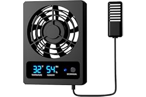 DUDOK Reptile Ventilation Fan, Odor Free Strong Wind Vent Fan, Reptile Tank with Led Display, Durable Reptile Temp and Humidi