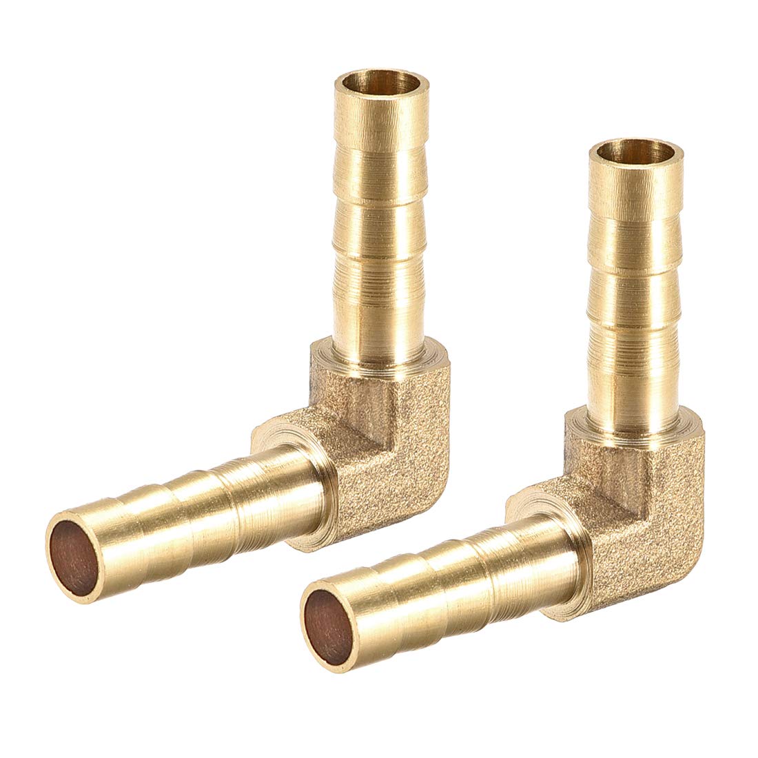 sourcing map 6mm Barb Brass Hose Fitting 90 Degree Elbow Pipe Connector Coupler Tubing 2pcs