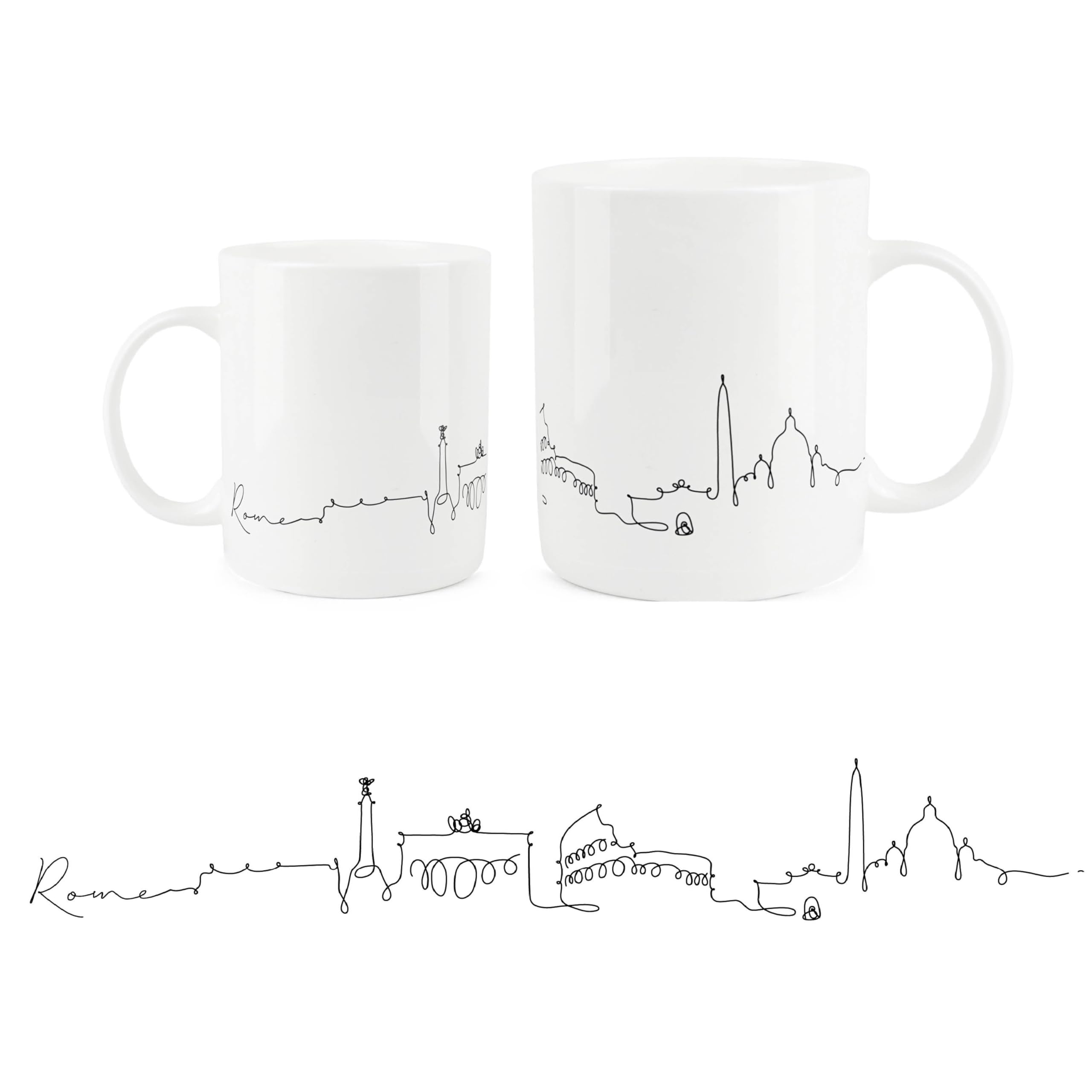 Purely Home Rome City Skyline Collection - Bone China Mug White Coffee/Tea Present Gift for Travel Lovers